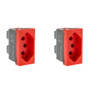 Kit C/2 - Modulo Pial Pop Vermelho 1 Tomada 2P+T. 20A. - ...