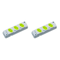 Kit C/2 - Tomada Barra Fiolux 2P+T. 20A. Tripla Cinza/Verde