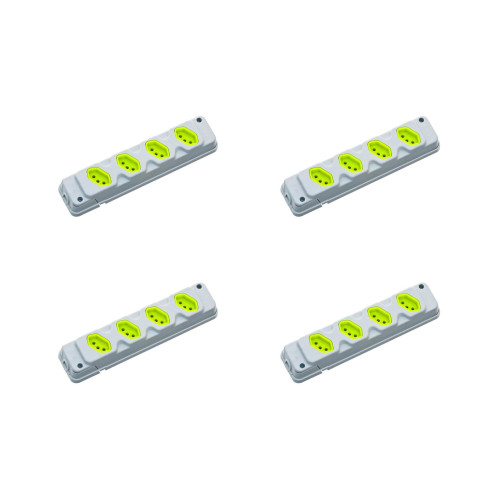 Kit C/4 - Tomada Barra Fiolux 2P+T. 20A. Quadrupla Cinza/...