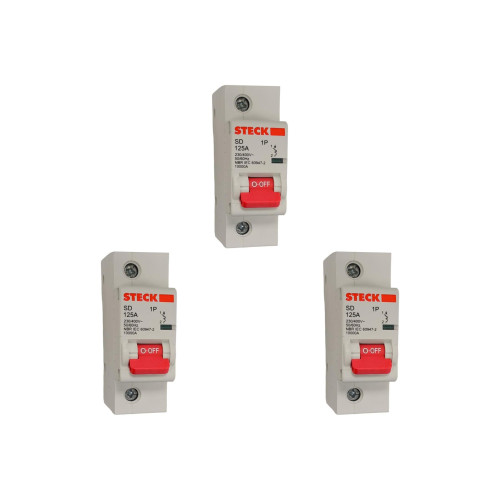 Kit C/3 - Disjuntor Steck ''Din'' Unipolar 125A. C