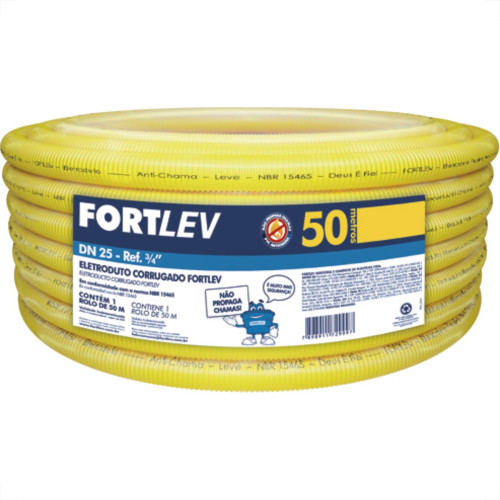 Conduite Corrugado Amarelo.Fortlev 3/4 Rl/50