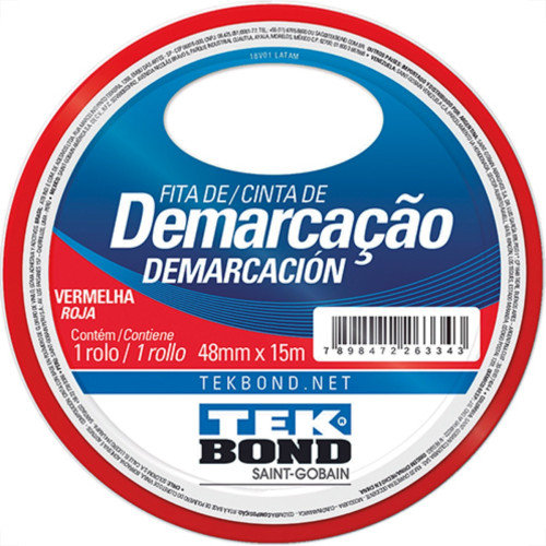 Fita Ades Demarcacao Tekbond Vermelho 48Mmx15M