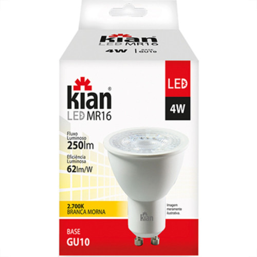Lampada Dicroica Led Mr16 04W 2700K Kian Gu10