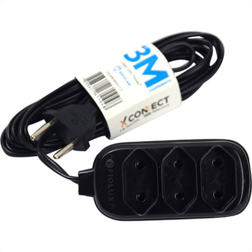 Extensao Fiolux Pl Connect 2P 03Mt Preto