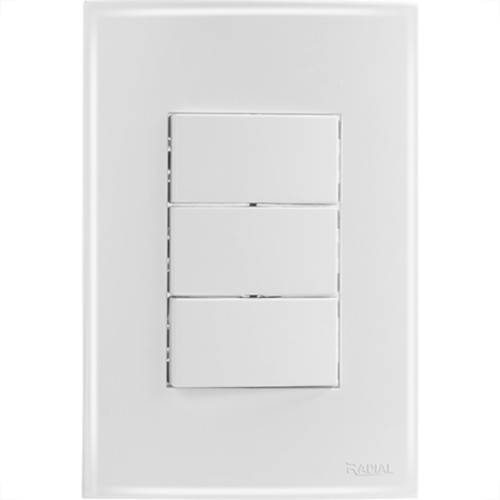 Conjunto Radial Ouro Branco 3 interruptores Simp 1809004