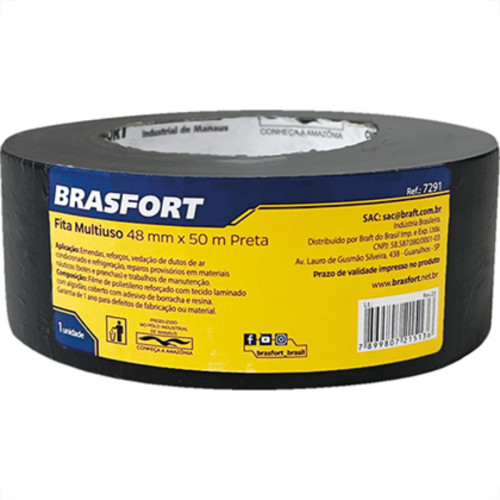 Fita Silver Tape Brasfort Preta 48Mmx50M