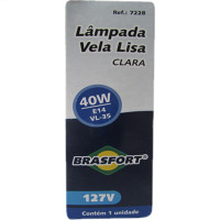 Lampada Vela Lisa Clara E14 40X127 Brasfort - Kit C/10 Unidades