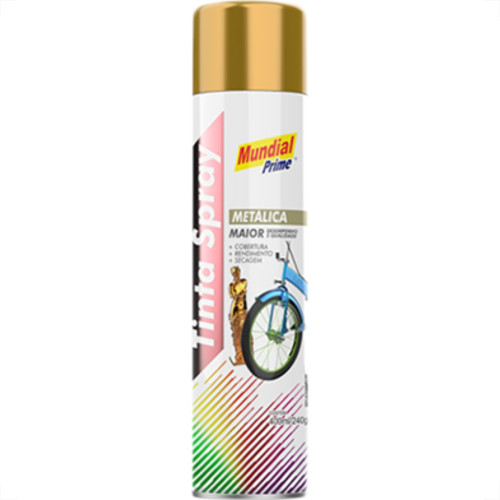 Spray Mundial Metalica Dourada 400Ml
