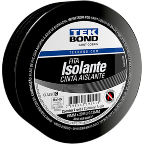 Fita Isolante Tekbond 20Mts - Kit C/10 Unidades