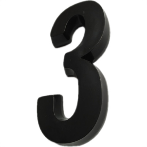 Numero 3D Pvc Deplasti 3 Preto 13Cm