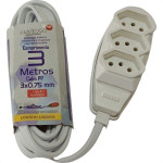 Extensao Naticon Pp 0,75 03Mt 2P+T10A Branco Extensao Naticon Pp 0,75 03Mt 2P+T10A Branco