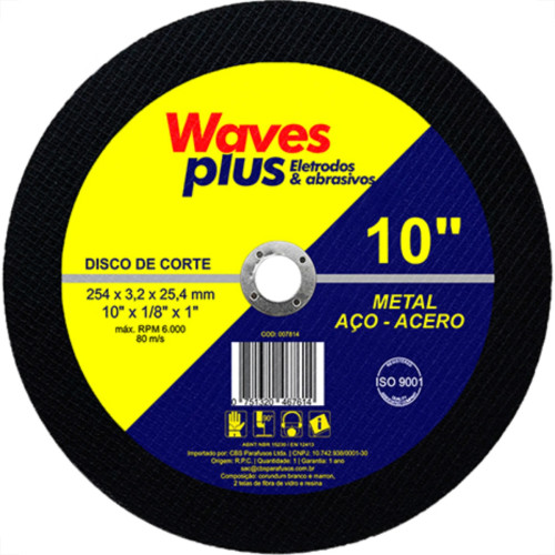 Disco Corte Waves Ferro 10X1 2T Disco Corte Waves Ferro 10X1 2T