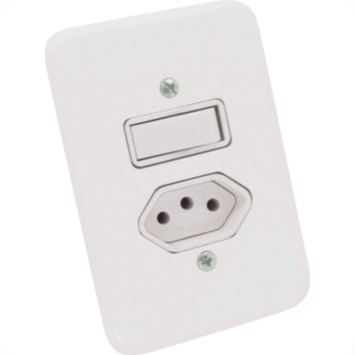 Conjunto Radial Pollar 1901118 1 Interruptor Simples + 1Tomada 10A