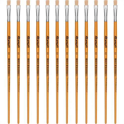 Pincel Para Artesanato Roma Ponta Chata 10 615 10 - Kit C/12 