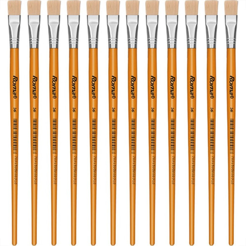 Pincel Para Artesanato Roma Ponta Chata 16 615 16 - Kit C/12 