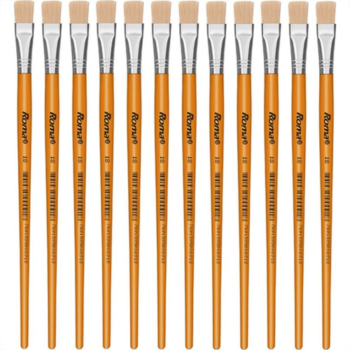 Pincel Para Artesanato Roma Ponta Chata 18 615 18 - Kit C/12 