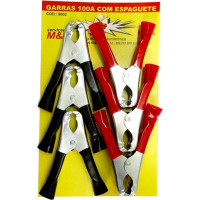 Garra 100A Com Espaguete Vermelha Preta Cartela 6Pcas 9002