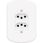 Conjunto Fame 4X2 Branco Com Placa 2Tomadas 10A 