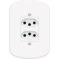 Conjunto Fame 4X2 Branco Com Placa 2Tomadas 10A 