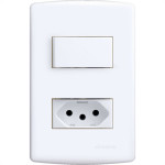 Conjunto Siena 4X2 Branco Com Placa (1Paralelo+1Tomada 10A) 6085
