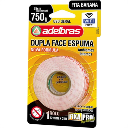 Fita Dupla Face Adelbras Espuma 12 X 2M 