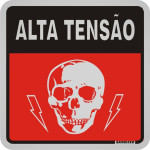Placa Sinalizacao Aluminio 12X12 ''Alta Tensao'' 900Aw