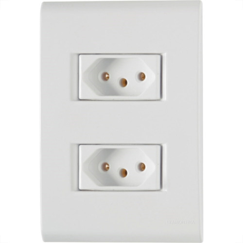 Conjunto Tramontina Liz 4X2 Branco Com Placa (2 Tomadas 10A) 