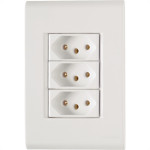 Conjunto Tramontina Liz 4X2 Branco Com Placa (3 Tomadas 10A) 