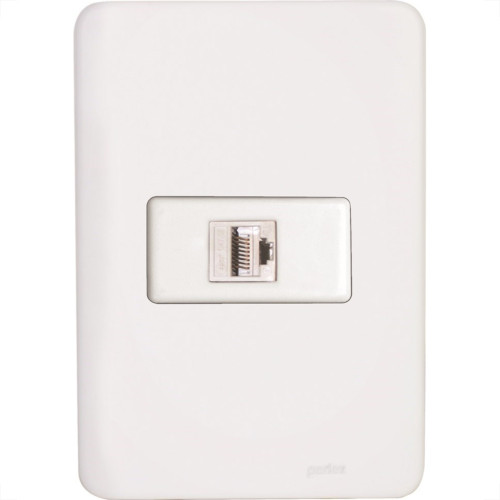 Conjunto Perlex Aros 4X2 Branco Com Placa(1Tomada Rj45) 7364
