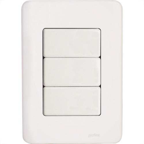 Conjunto Perlex Aros 4X2 Branco Com Placa(3Simples) 7383