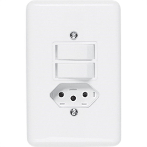 Conjunto Ilumi 4X2 Branco Com Placa(2Simples+Tomada 10A) 20210