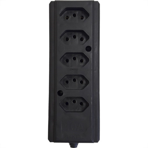 Tomada Barra Interneed   Quintupla 10A 2 Polos +Terra Preta 66354