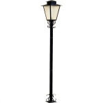 Poste Jardim Ideal Quadrado 1,76M P3 Preto Com Vidro 2247