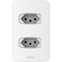 Conjunto Alumbra Gracia 4X2 Branco Com Placa 2 Tomadas 10A 85335