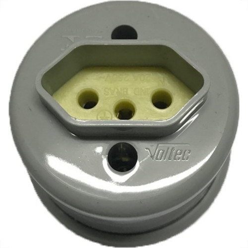 Tomada Externa Voltec 2 Polos +Terra 20A Cinza V419.2 - Kit C/30 