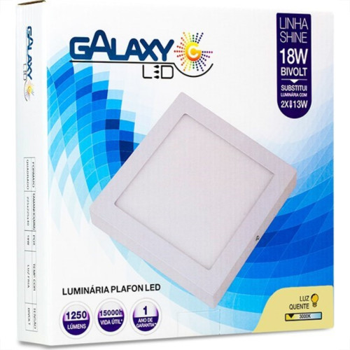 Luminaria Led Plafon Galaxy Externo Quadrado 18W 3000K 20,5Cm 2059S