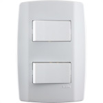 Conjunto Ilumi Slim 4X2 Branco Com Placa (2Simples) 8018
