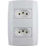 Conjunto Ilumi Slim 4X2 Branco Com Placa (2Tomada 10A) 80120
