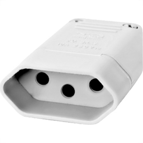 Pino Femea 2 Polos+Terra Perlex 20A Branco 2046Brc/10 - Kit C/10 