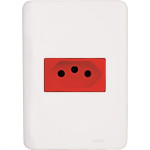Conjunto Perlex Aros 4X2 Branco Com Placa(1Tomada 20A Vermelha) 7315 7315Vm