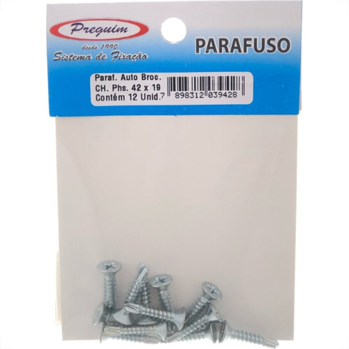Cartela Parafuso Auto Brocante Preguim Flangeada Philips 4,2X19 Com 12 Pecas 9428