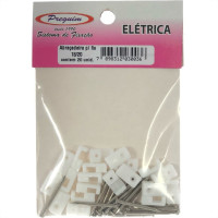 Cartela Grampo Fixa Fio Tipo Garra Preguim 18/20 Branco Com 20 Pecas 0036