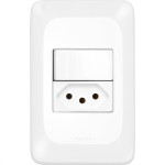 Conjunto Pial Pop 4X2 Branco Com Placa (1Paralelo+Tomada 10A) Lgx203