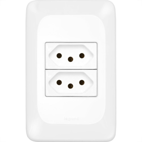 Conjunto Pial Pop 4X2 Branco Com Placa (2Tomada 10A) Lgx303