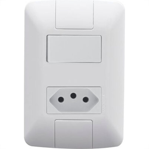 Conjunto Tramontina Aria 4X2 Branco Com Placa (1 Simples+1Tomada ) 57241/064