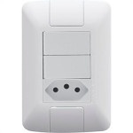 Conjunto Tramontina Aria 4X2 Branco Com Placa (2 Simples+Tomada) 57241/073
