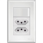 Conjunto Fame Evidence 4X2 Branco Om Placa 1Simples+2Tomada 10A 