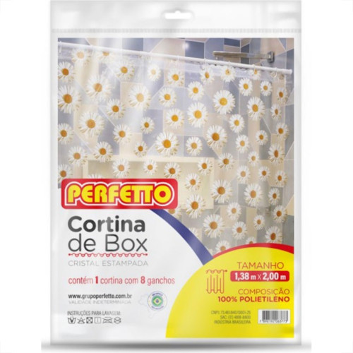 Cortina Para Box Perfetto Estampada Transparente 1,38 X 2,00M 0377