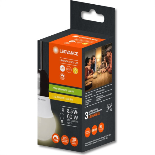 Lampada Led Bulbo Ledvance 8,5W 127V 3000K Dimerizavel 