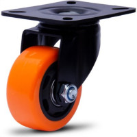 Rodizio Colson Polietileno Base Giratoria Laranja Sem Trava 75Mm 